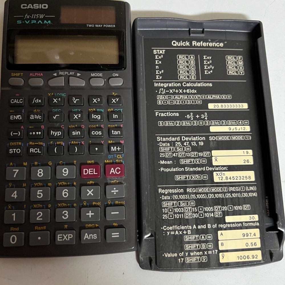 Casio FX-115W Black Scientific solar Calculator with Cover
